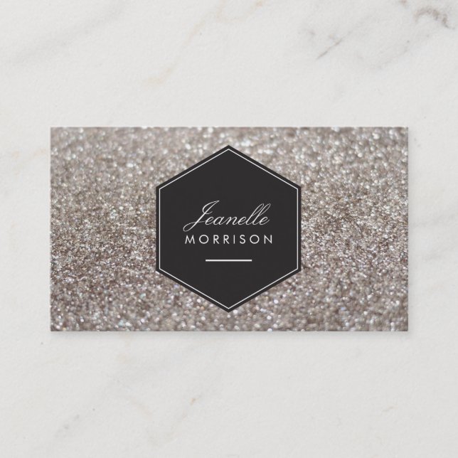 Luxe Silver Glitter Beauty Business Card (Front)