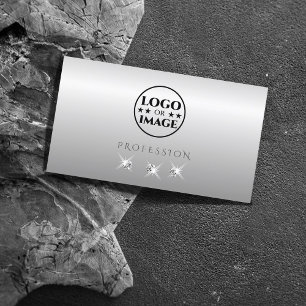 Luxe Silver Grey Ombre Sparkling Diamonds Add Logo Business Card