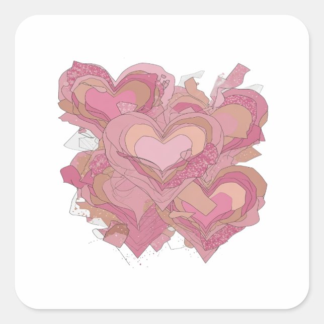 Luxe Silver HEARTS OF LOVE Sticker Art (Front)