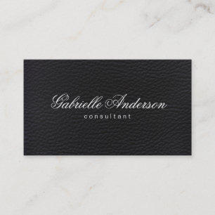 Luxe Simple Black Leather Business Card