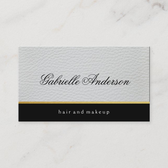 Luxe Simple White Leather Business Card (Front)