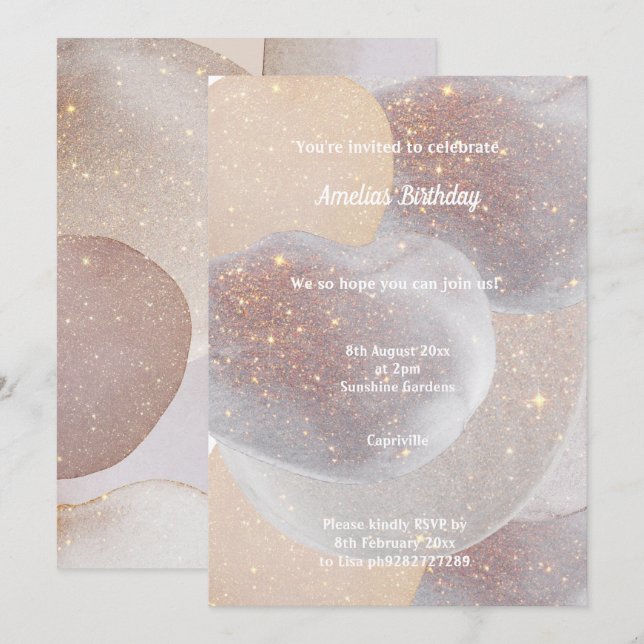 LUXE SPACE TALK BIRTHDAY PARTY INVITATION (Front/Back)