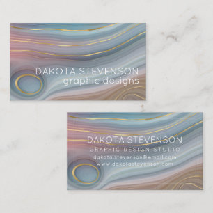 Luxe Strata   Dusty Slate Blue Taupe Pink Agate Business Card