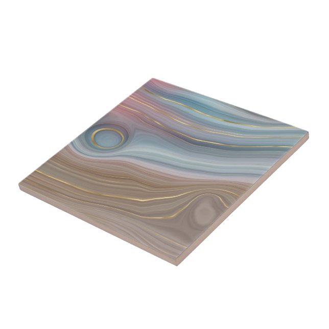 Luxe Strata | Dusty Slate Blue Taupe Pink Agate Tile (Side)