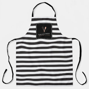 Luxe Striped Rose Gold Whisk Spoon Logo Apron