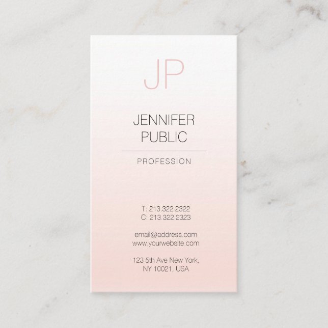 Luxe Stylish Design Minimalist Monogrammed Plain Business Card (Front)