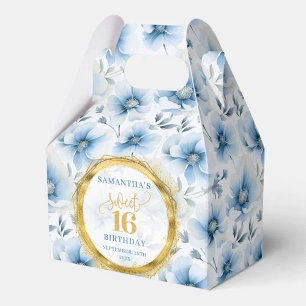 Luxe Sweet 16 Dusty Blue Gold Glitter Treat Box