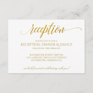 Luxe Typography Reception Card   Faux Gold Foil