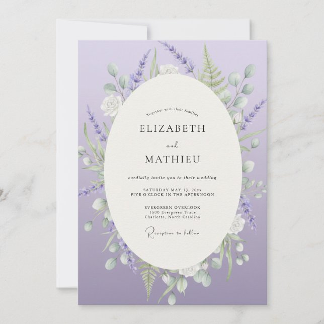 Luxe Violet Watercolor Wedding Invitation (Front)