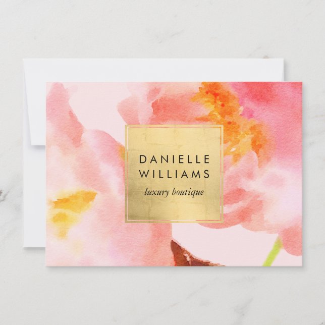 Luxe Watercolor Pink Florals II Gift Certificate (Front)