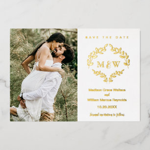 Luxe Wedding Crest Monogram Wreath Custom Photo