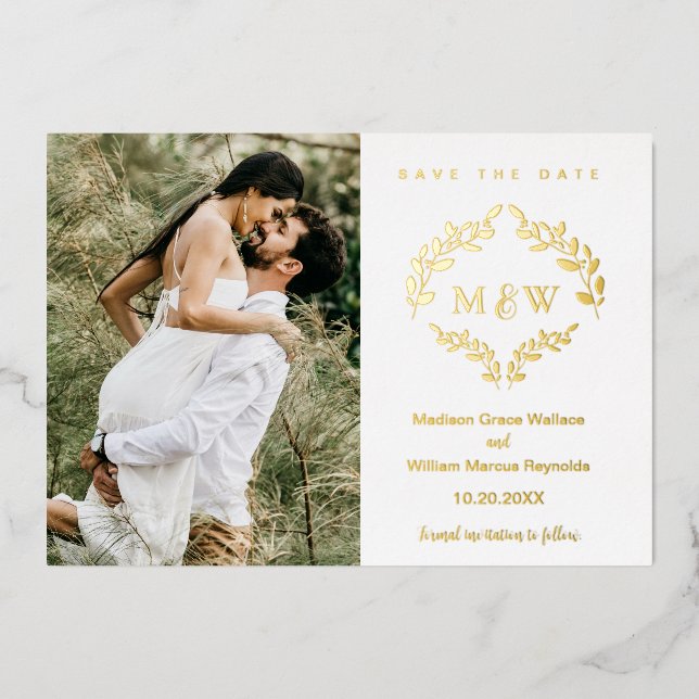 Luxe Wedding Crest Monogram Wreath Custom  Photo (Front)