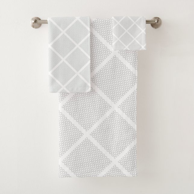 LUXE WHITE GREY FLORAL ABSTRACT BATH TOWEL SET (Insitu)