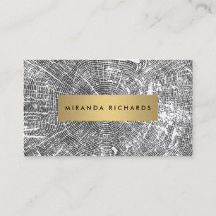 Luxe Wood/Tree Rings with Gold Bar Business Card