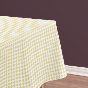 Luxe Yellow Gold White Checkered Pattern Retro Tablecloth