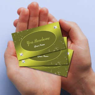 Luxe Yellow Mustard Glitter Stars Jewels Glamourou Business Card