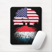 Luxembourg American USA United States Flag Roots Mouse Mat (With Mouse)