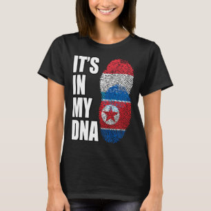 Luxembourg And North Korean Mix DNA Heritage Flag T-Shirt