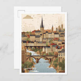 Luxembourg City Art Travel Place illustration Postcard