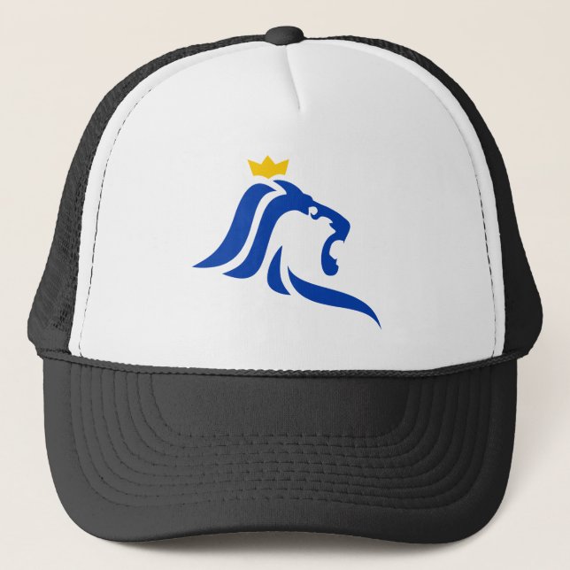Luxembourg city flag symbol lion trucker hat (Front)