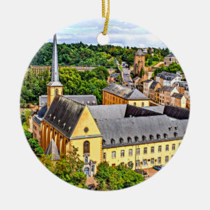 Luxembourg Cityscape photograph Ceramic Tree Decoration