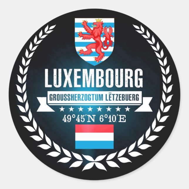 Luxembourg Classic Round Sticker (Front)