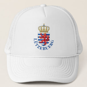 Luxembourg coat of arms (with name underneath) trucker hat