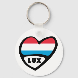 Luxembourg Country Code Flag Heart LUX Key Ring