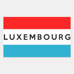 luxembourg country flag symbol name text rectangular sticker