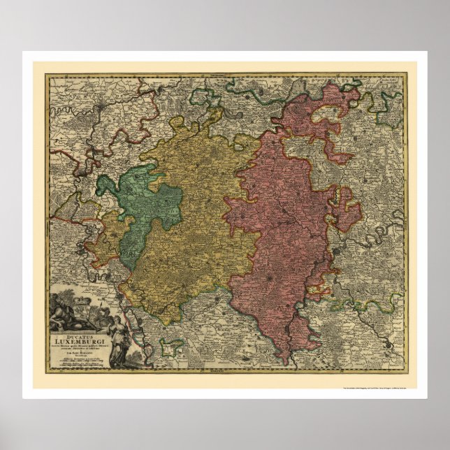 Luxembourg Europe Map 1712 Poster (Front)