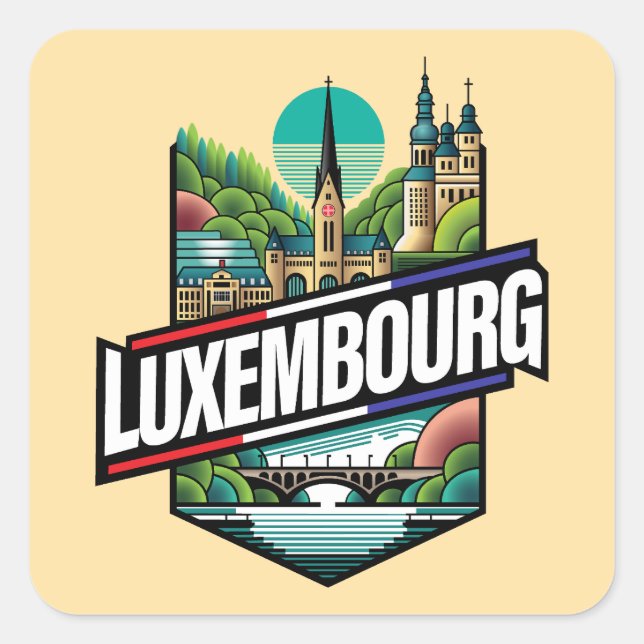 Luxembourg Europe Square Sticker (Front)