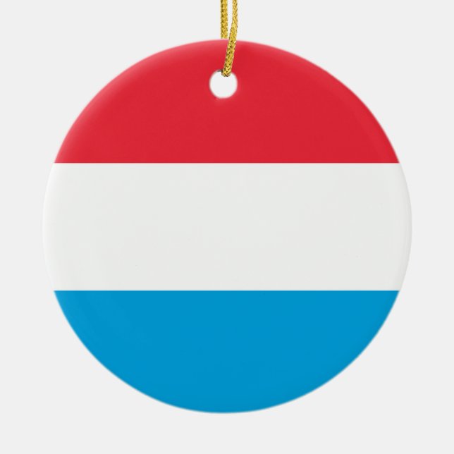 Luxembourg flag ceramic tree decoration (Front)