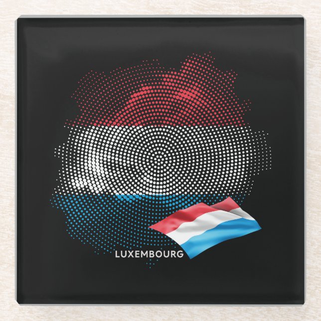 Luxembourg flag glass coaster (Front)