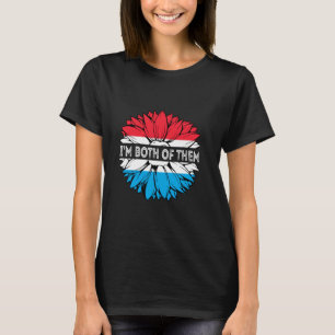 Luxembourg Flag I'm Both Of Them USA Sunflower Let T-Shirt