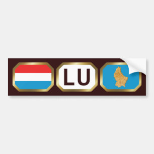 Luxembourg Flag Map Code Bumper Sticker