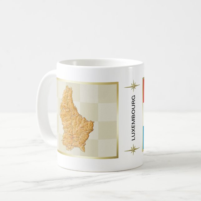 Luxembourg Flag + Map Mug (Front Left)