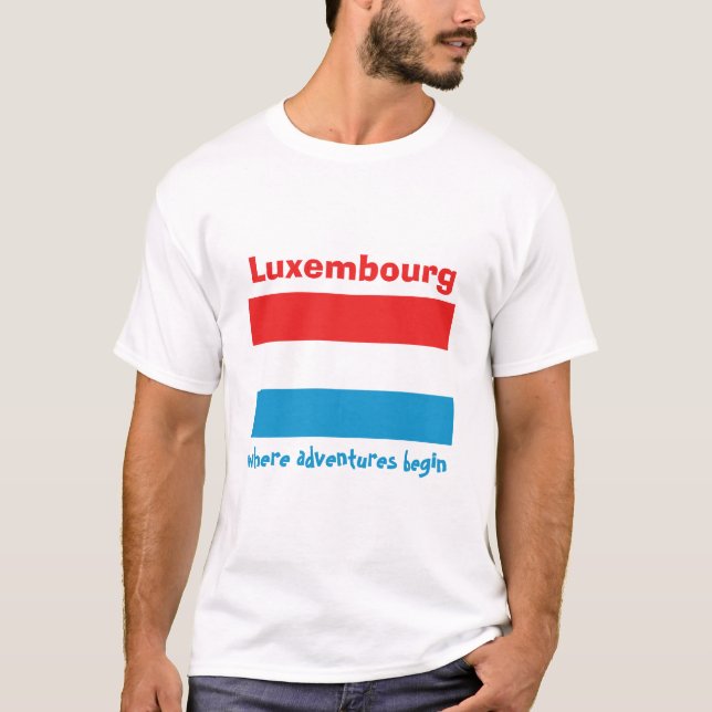 Luxembourg Flag + Map + Text T-Shirt (Front)