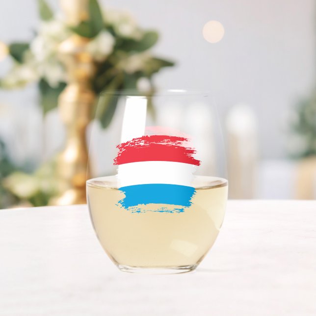 Luxembourg flag stemless wine glass (Insitu (Wedding))