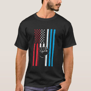 Luxembourg Flag USA America Handfist Luxembourgish T-Shirt
