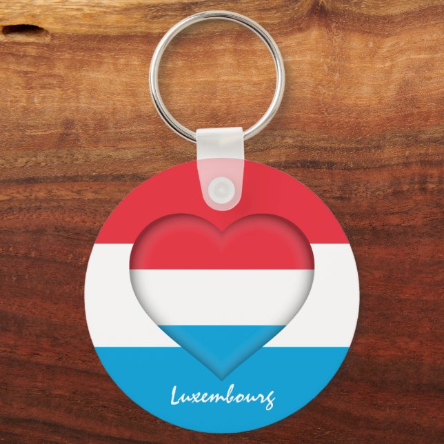 Luxembourg & Heart, Luxembourg Flag fashion /sport Key Ring (Front)