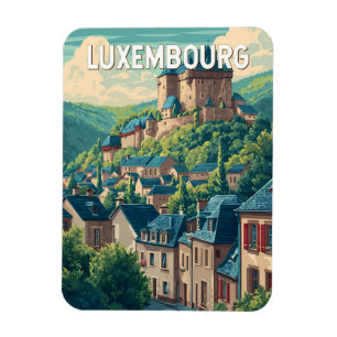 Luxembourg Illustration Travel Art Vintage Magnet