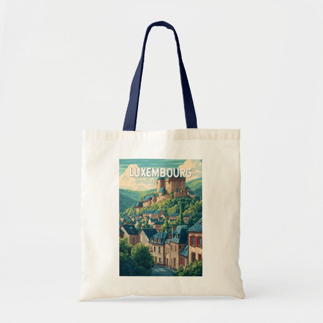 Luxembourg Illustration Travel Art Vintage Tote Bag (Front)