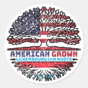 Luxembourg Luxembourgian American USA Tree Roots Classic Round Sticker