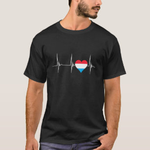 Luxembourg Luxembourgish Flag Heart Heartbeat EKG  T-Shirt
