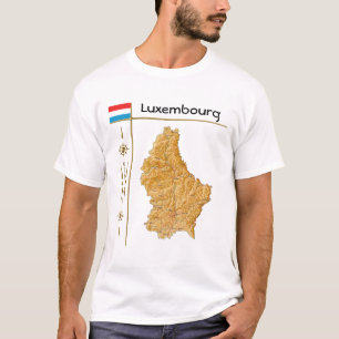 Luxembourg Map + Flag + Title T-Shirt