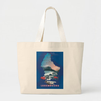Luxembourg Map illustrated travel poster. Large Tote Bag