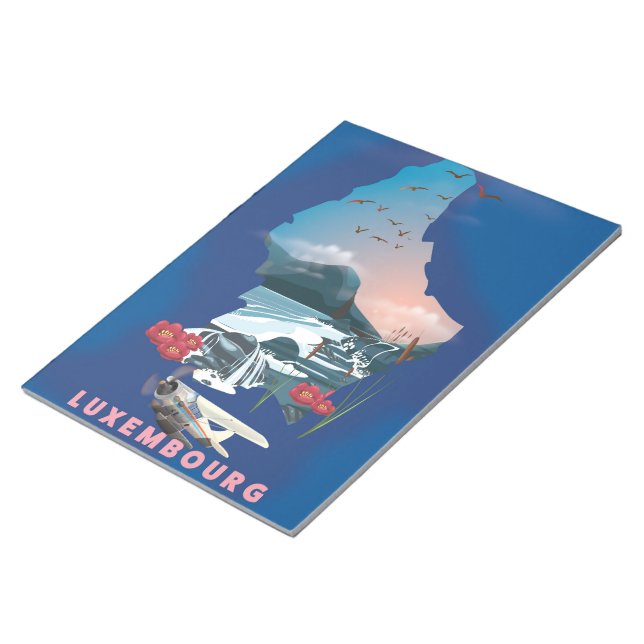 Luxembourg Map illustrated travel poster. Notepad (Angled)