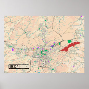 Luxembourg Map Poster