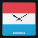 Luxembourg National Flag Patriotic Square Wall Clock<br><div class="desc">Luxembourg National Flag Patriotic Square Wall Clock with the country flag in the national colours printed all over the clock. Country name is subtly integrated in the design on the bottom. Text is fully customisable using "Customise it!" feature. This charming design is the stunning gift and the great show piece...</div>