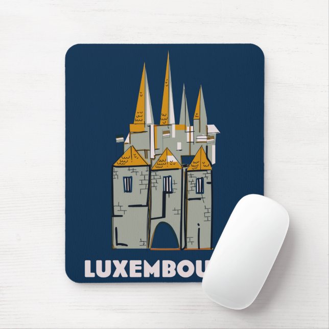 Luxembourg retro style travel poster mouse mat (With Mouse)